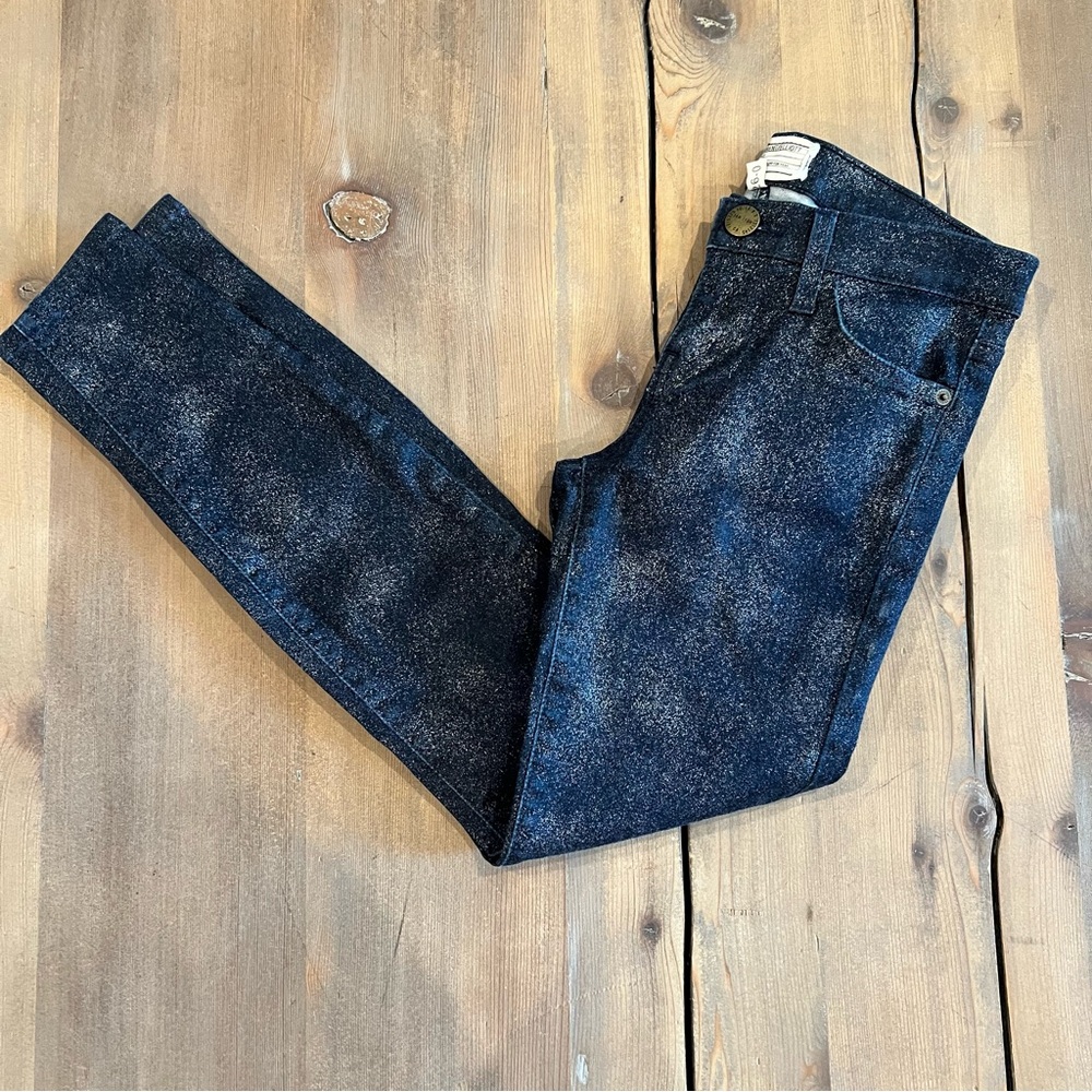 RARE Unique Anthropologie Current Elliott Shimmer Low Rise Skinny Denim Jeans